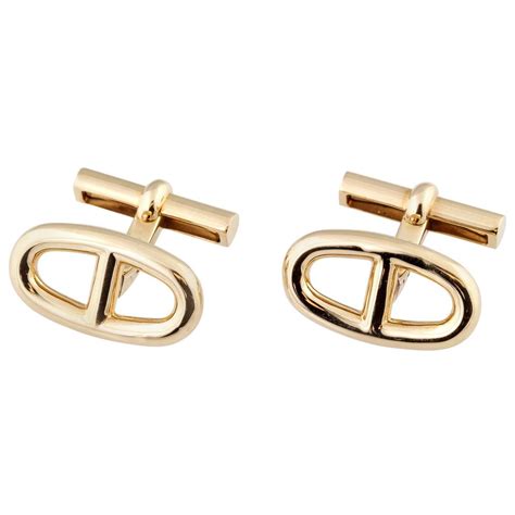 hermes cufflinks vintage gold